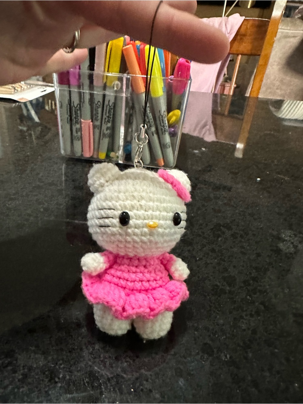 Crochet Hello Kitty purse charm
